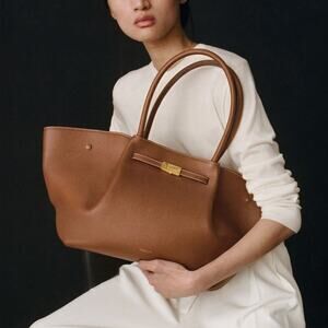 NEW DeMellier The New York Tote Bag in Tan Small Grain Leather